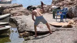 Samos Mourtia Greece : Fisherman with Octopus