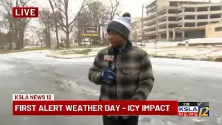 Icy conditions continue in Shreveport as storm moves through