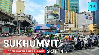 [4K] Asok BTS Station to Sukhumvit Soi 14 in Bangkok 🇹🇭 ASMR 🎧 Walking Tour