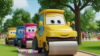 Road Roller Colors Parade 🚜🌈 | Learn Colors with Construction Vehicles🎵  Nursery Rhymes 🎵 TierSing