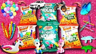 Latest 😱Snacks Crax Rings Magical Balloons, Light House, Crax Rings Glow Toys & Free Gift Inside