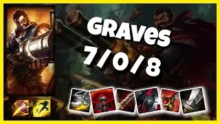 Korean Challenger Graves Jungle (7/0/8) Gameplay Replay - Patch 10.18