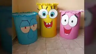 como hacer cilindros para fiesta de Bob Esponja