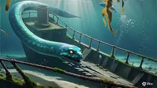 Video Sea monster looking ship under water
