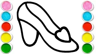 Princess Shoe Drawing, Painting, Coloring for Kids & Toddlers | Let's Draw, Paint Together