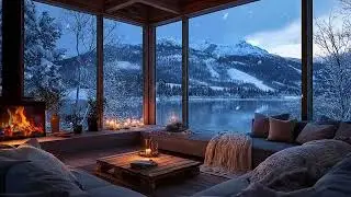 🔥 Cozy Fireplace Piano Music | Snowy Window Ambience for 5 Hours | Focus Relax