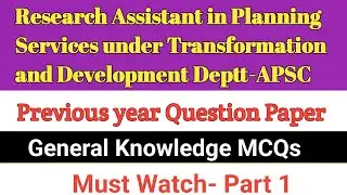Solved Paper Research Assistant in Planning Services under Transformation and Development/APSC/Part1