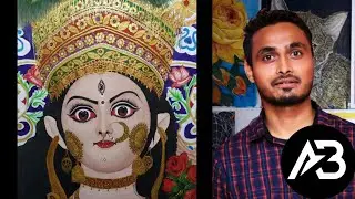 Maa Durga Painting with watercolor | Bari Durga Munger - timelapse | AB Naveen Art