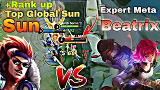 SUN SOLO GANK VS BEATRIX GAP TOWER | SUN BEST GAMEPLAY MASTER BUILD SUN GOLD LANE | MLBB