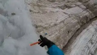 Ice screw placement with sling