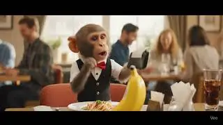 Monkey Waiter Delights Restaurant Patrons #trending #viral #viralvideo #youtubeshorts #cute #monkey