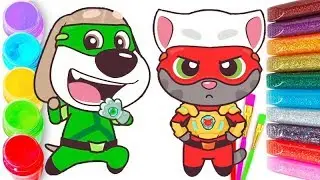 Drawing Talking Tom Heroes Super Hank Dog and Coloring | My Talking Hank