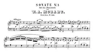Mozart - Piano Sonata No. 5 in G Major, KV283 (Audio+Sheet) [Gieseking]