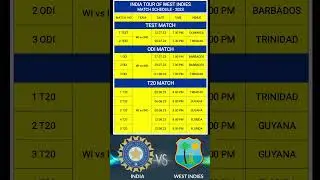 India vs Westindies match schedule 2023 / ind vs wi schedule 2023 / ind vs wi match date