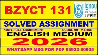 BZYCT 131 solved assignment 2025-26 in English | bzyct 131 solved assignment 2026 | bzyct131 2025-26
