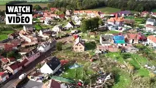 Drone video shows damage after rare France tornado