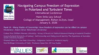 Panel 1A - Many Shades of Censorship: How freedom of expression can be stifled on Campus