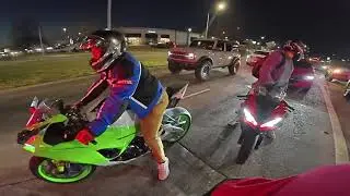 GSXR-750 & ZX6R x2 Night Ride
