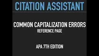 Common Capitalization Errors, APA