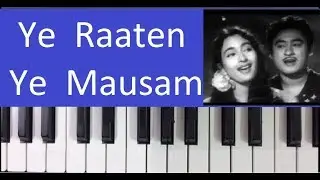 ye raate ye mausam nadi ka kinara - Harmonium Piano notes tutorial.