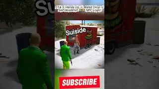 GTA 5 Hands up = Wallet Drop = Self Headshot 🤣😂 NPC Logic! #gta #gtaonlineheists #funny #gta5  #gtav