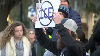 Anti-ICE protesters rally in downtown Gainesville as ICE activity increases in North Central Florida