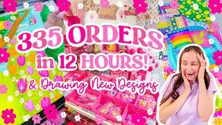 335 ORDERS in 12 HOURS!? 😭 Launch Day & Drawing New Designs! 💕 Small Business Studio Vlog