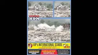 A Hotel that was built on the bank of the river has been washed away in Manali