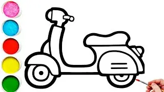 Cute Scooter Drawing, Painting & Coloring For Kids and Toddlers_ Kids Art 