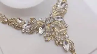 GLAMOUR ELEGANT BEAUTY FASHION STATEMENT NECKLACE EARRINGS JEWELRY BRIDAL WEDDING DRAG QUEEN WOMEN