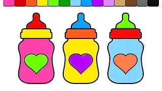 Learn Colors for Kids, How to color milk bottle for children by Jellytoys