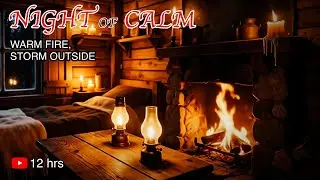 Workman's Cabin at Night 🌲 Crackling Fire Drowns Out Racing Thoughts (12 Hours)