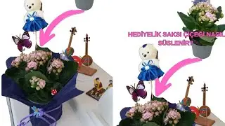 En kolay hediyelik saksı süsleme şekli | çiçek süsleme | #hediyeliksaksı #saksısüsleme #çiçeksüsleme