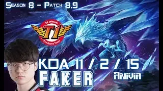 SKT T1 Faker ANIVIA vs XERATH Mid - Patch 8.9 KR Ranked
