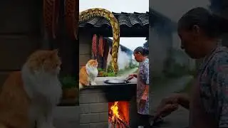In times of crisis, cats' wisdom shines! 🐱🐍🔥 Calm instincts save the day #cats #crisis #wisdom