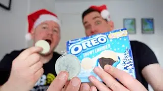 THE BEST OREOS? British Guys try WHITE CHOCOLATE OREOS // Snowy Enrobed White Fudge Oreo Taste Test