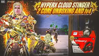 HYPERX CLOUD STINGER 2 CORE UNBOXING 😍&hearts;️ AND 1v4 CLUTCH IN BGMI 3.7 Update #bgmi #hyperx