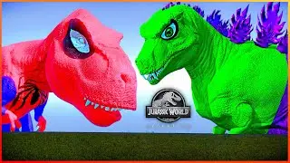 Spiderman Trex Vs Hulk Godzilla Acrocanthosaurus Vs Spiderman Alien Indoraptor| JWE