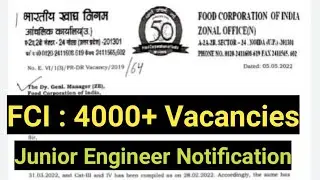 Big Update FCI Junior Engineer  :4000 Vacancy Notification out | Food cooperation | JE बनो