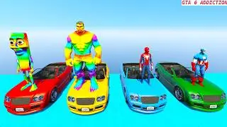 GTA V Crazy Super hero Race Challenge with Super Cars | GTA V Spiderman Car Stunt Race #07