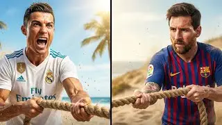 Messi vs Ronaldo: TUG OF WAR! 🏖️ Kids & Beach Battle