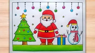 Christmas tree drawing easy/ merry christmas poster making/ christmas day chart paper decoration...