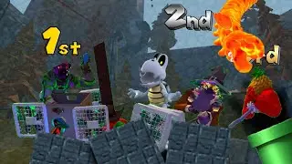 playing mario cart in animal conpamy