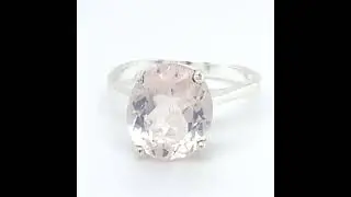 Rose Quartz 4.52ct Platinum Finish Solid 925 Sterling Silver Ring