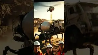 Futuristic Construction: Helicopter Lifts & Transforms Giant Cement Mixer! 🏗️