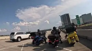 Lake Pontchartrain ￼ causeway bridge on Harley Davidson motorcycles