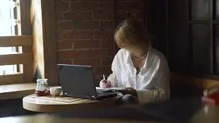 Remote Work In Cafe Stock Video