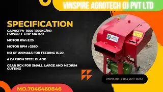 VINSPIRE HIGH SPEED RED CHAFF CUTTER WITH 3HP MOTOR
