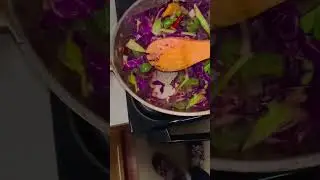 Purple cabbage and celery