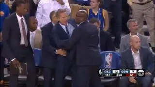 Steve Kerr Irate After No Foul Call On Stephen Curry Oklahoma City Thunder Vs Golden State Warriors